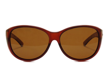 overzetzonnebril Fitover sunglasses Overzetzonnebril Sonnen &Uuml;berbrillen Milano brown front (Model: POL505)